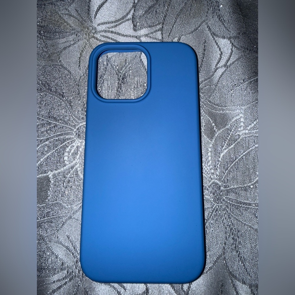 Blue Silicone Phone Case for iPhone 16 Pro Max. MagSafe compatible.